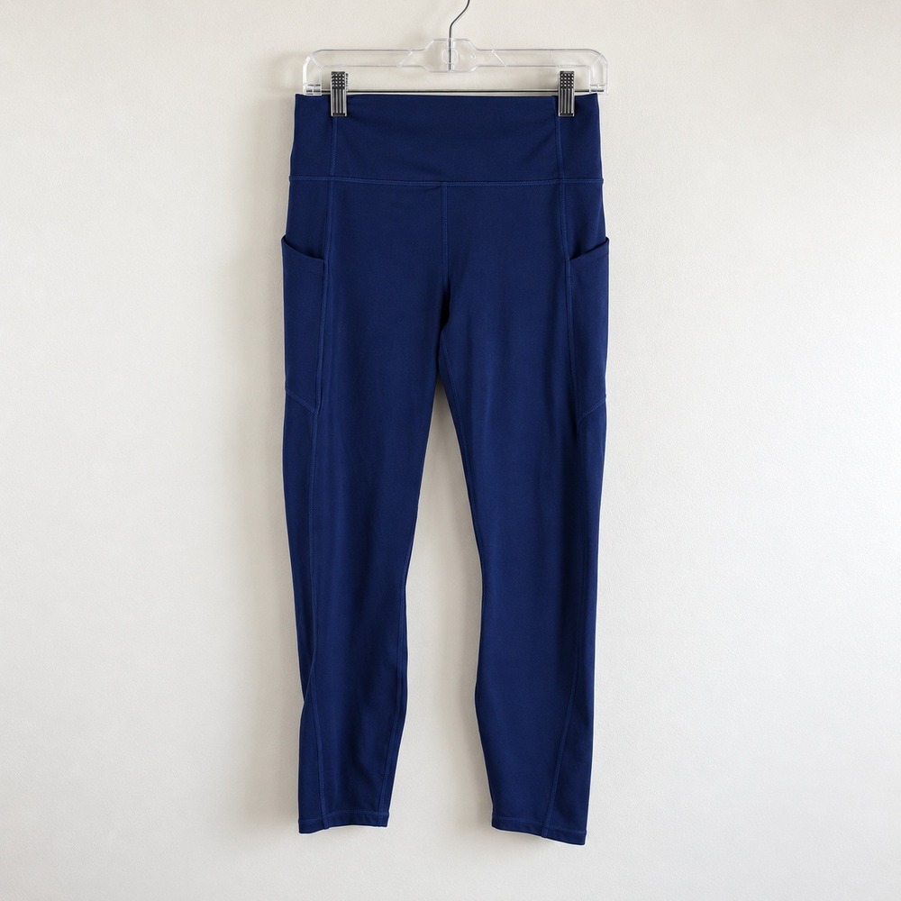Fabletics Navy Blue High Waisted Pocket Leggings Womens Large Cropped Activewear